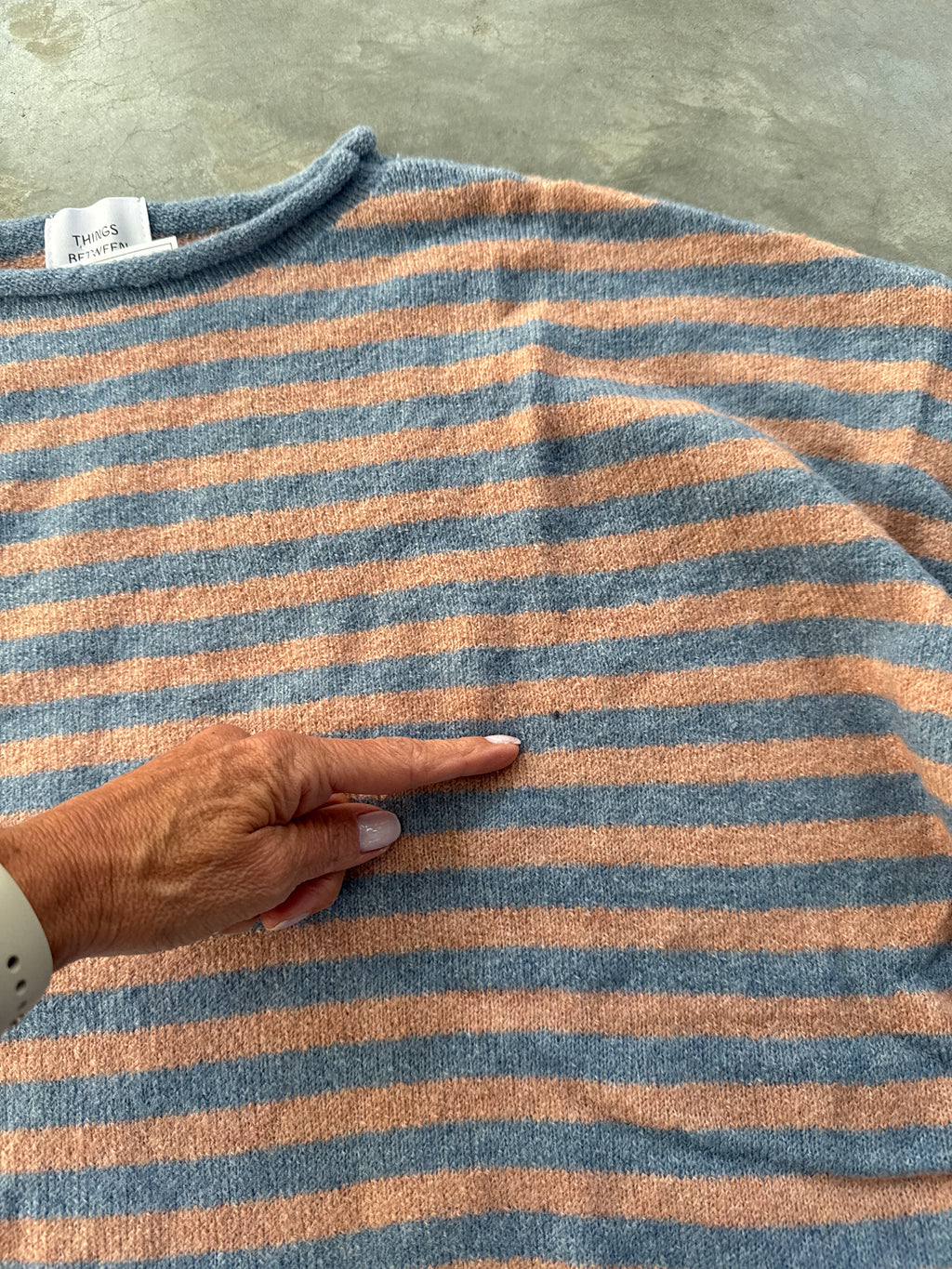 FINAL SALE - FLAWED Piper Pullover in Blush/Blue - Small