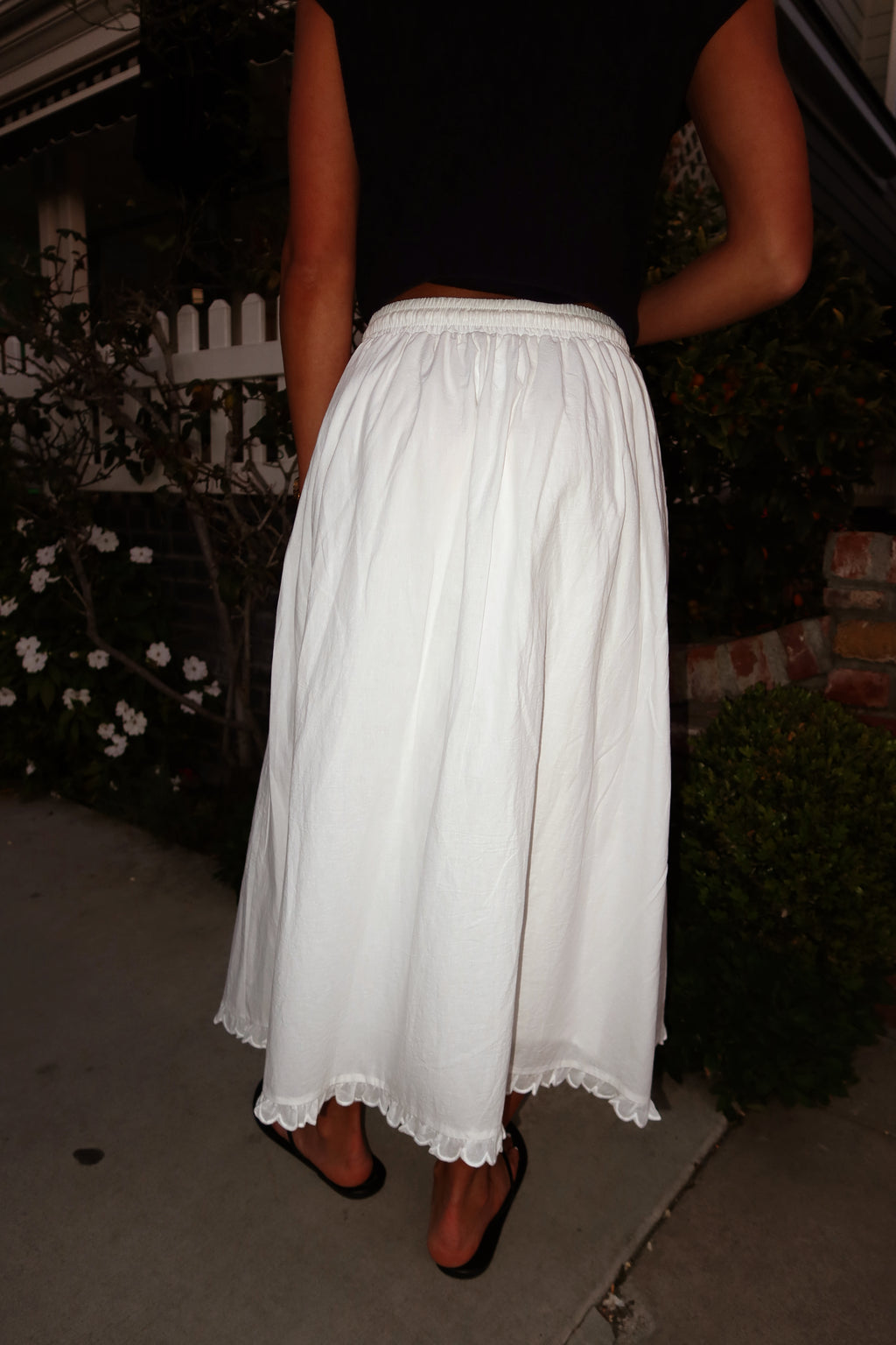 Hattie Cotton Apron Skirt in Ivory