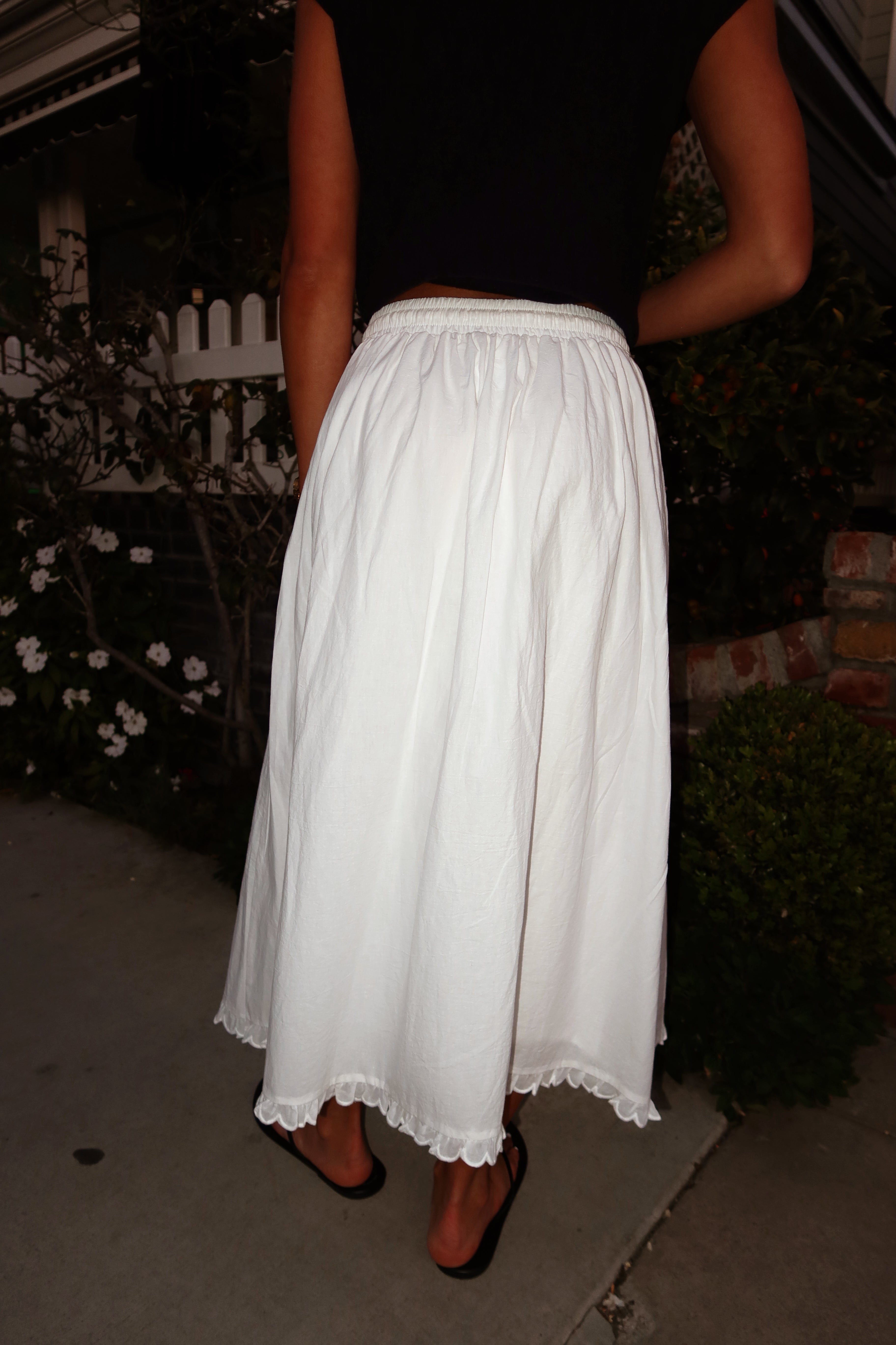 Hattie Cotton Apron Skirt in Ivory