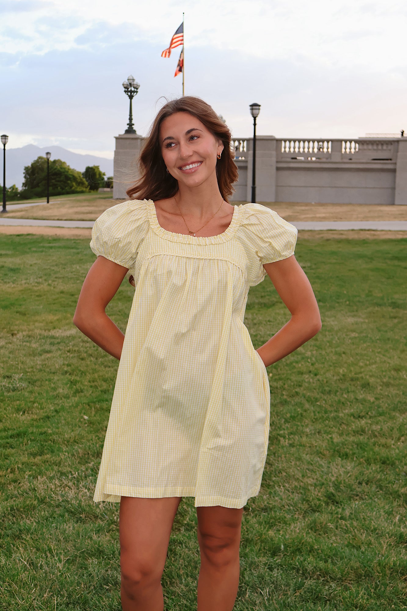 Teddy Gingham Ruffle Dress