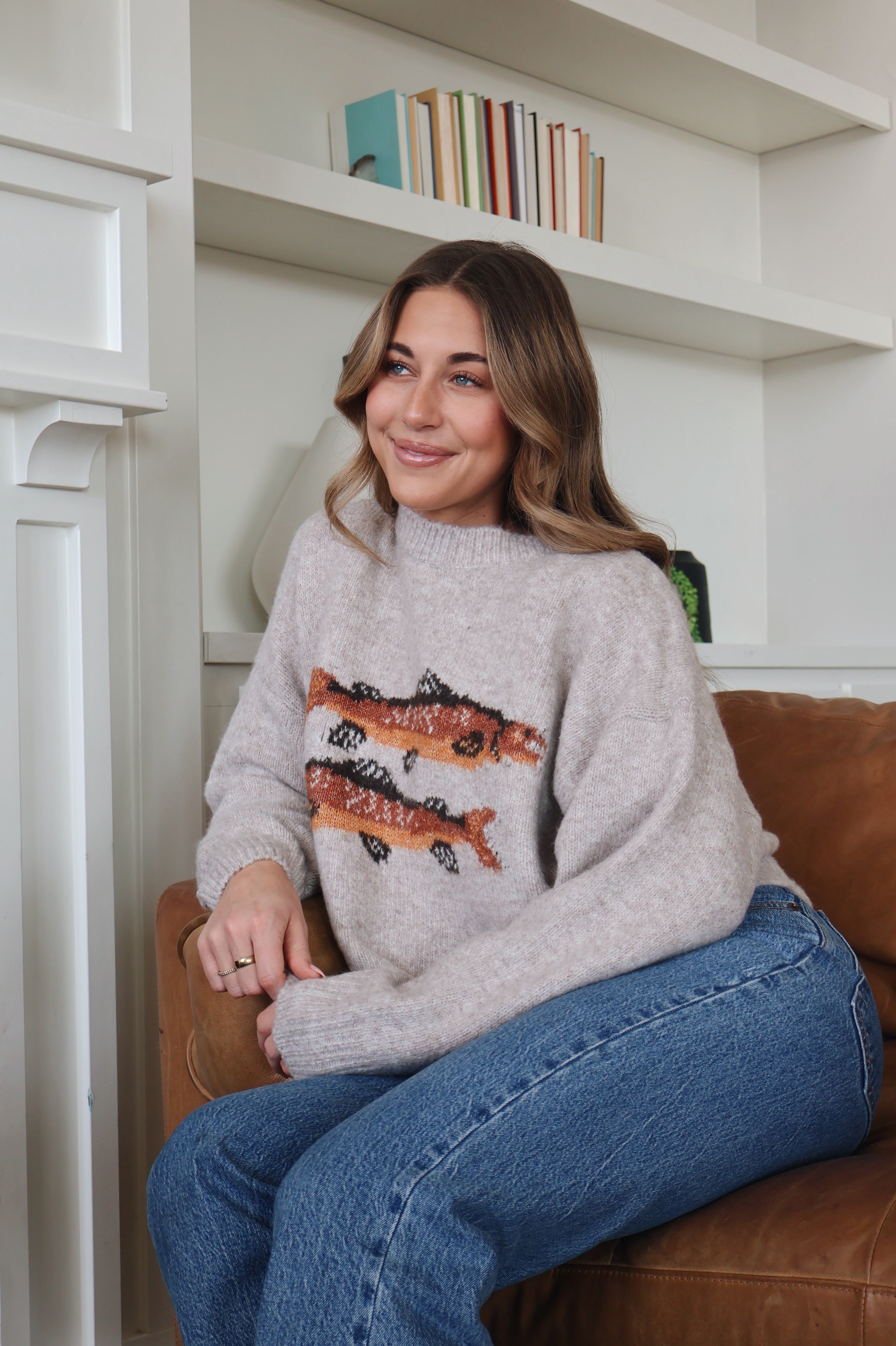 Trout Knit Sweater in Oatmeal Secondary image