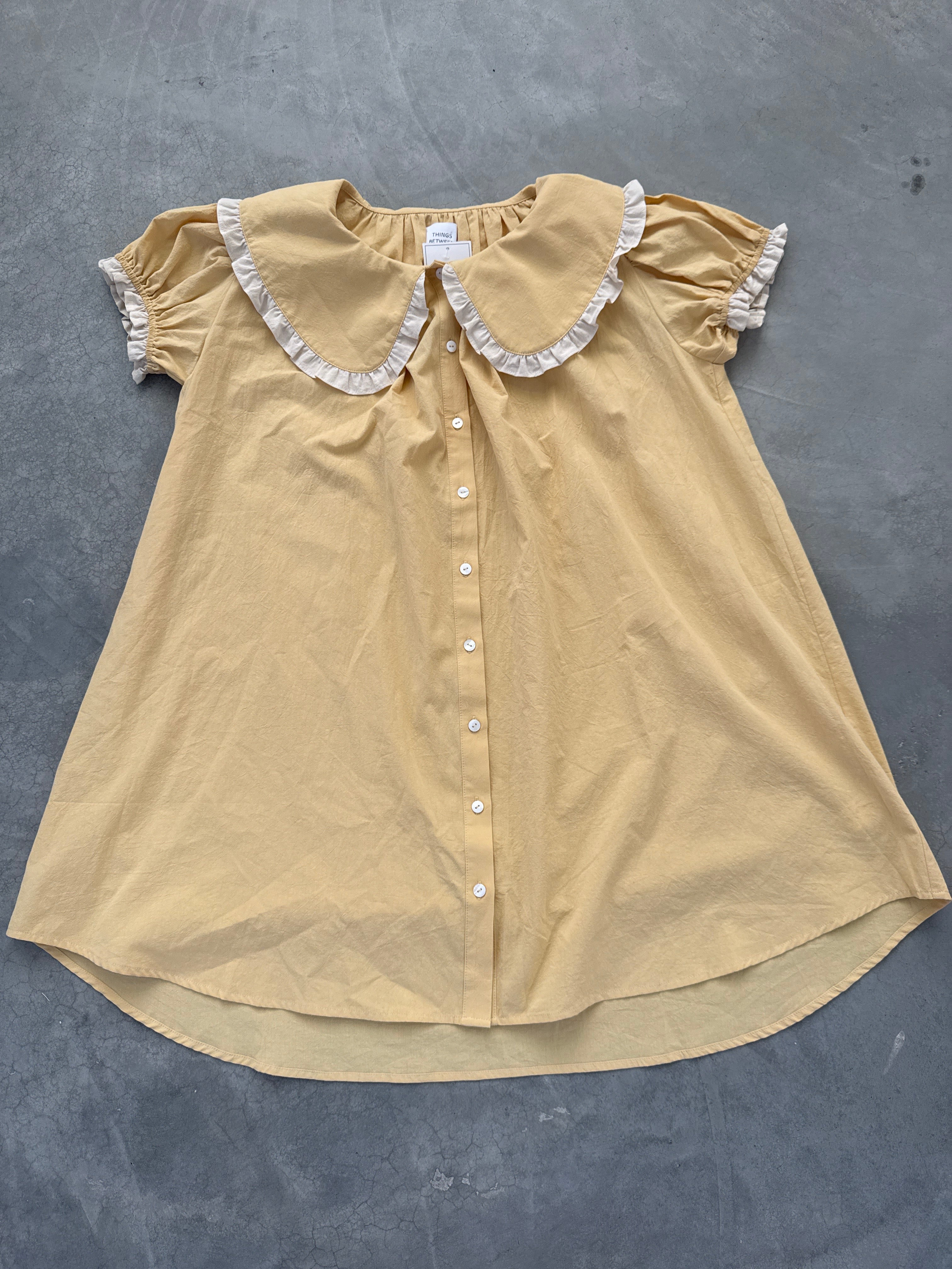 FINAL SALE - FLAWED Yellow Collar Sample Dress - Small