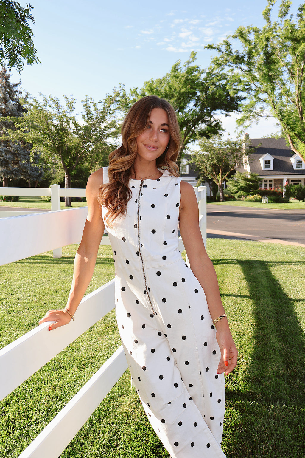 Dotted Zip Front Overalls