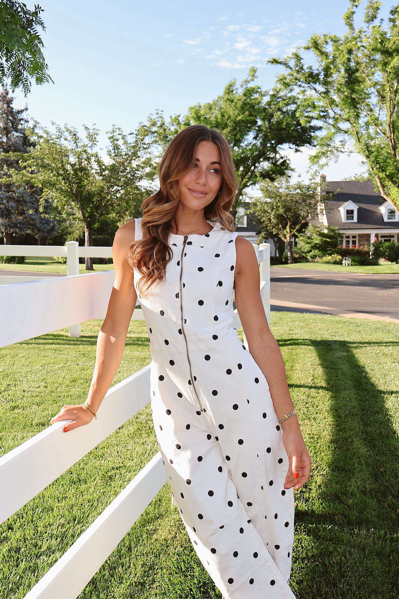 Dotted Zip Front Overalls