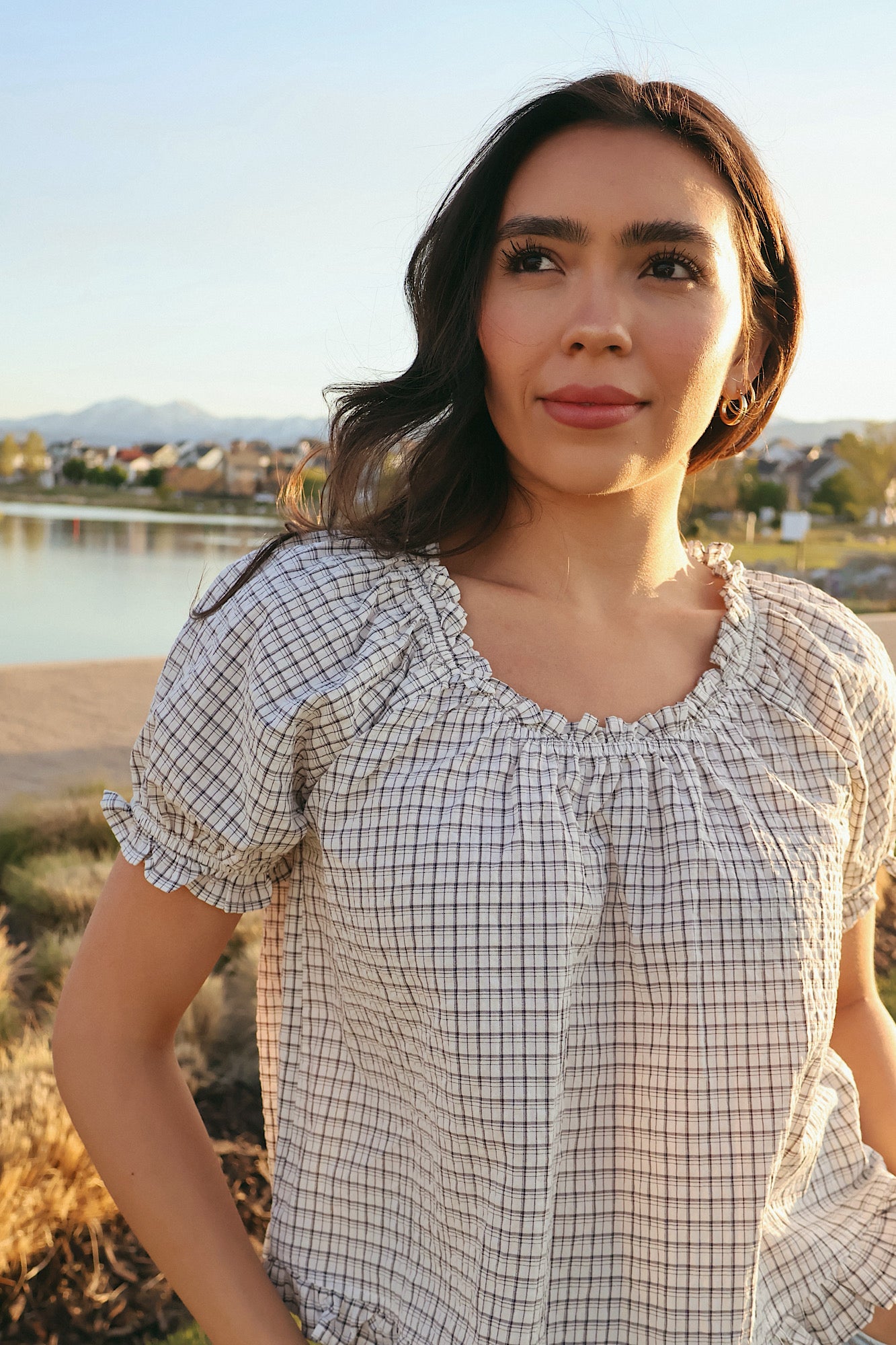 Bonnie Seersucker Plaid Blouse