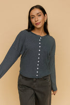Elsie Pinstripe Top in Navy