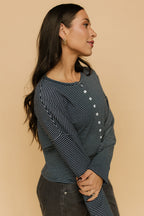 Elsie Pinstripe Top in Navy