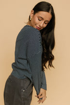 Elsie Pinstripe Top in Navy