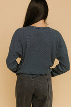 Elsie Pinstripe Top in Navy