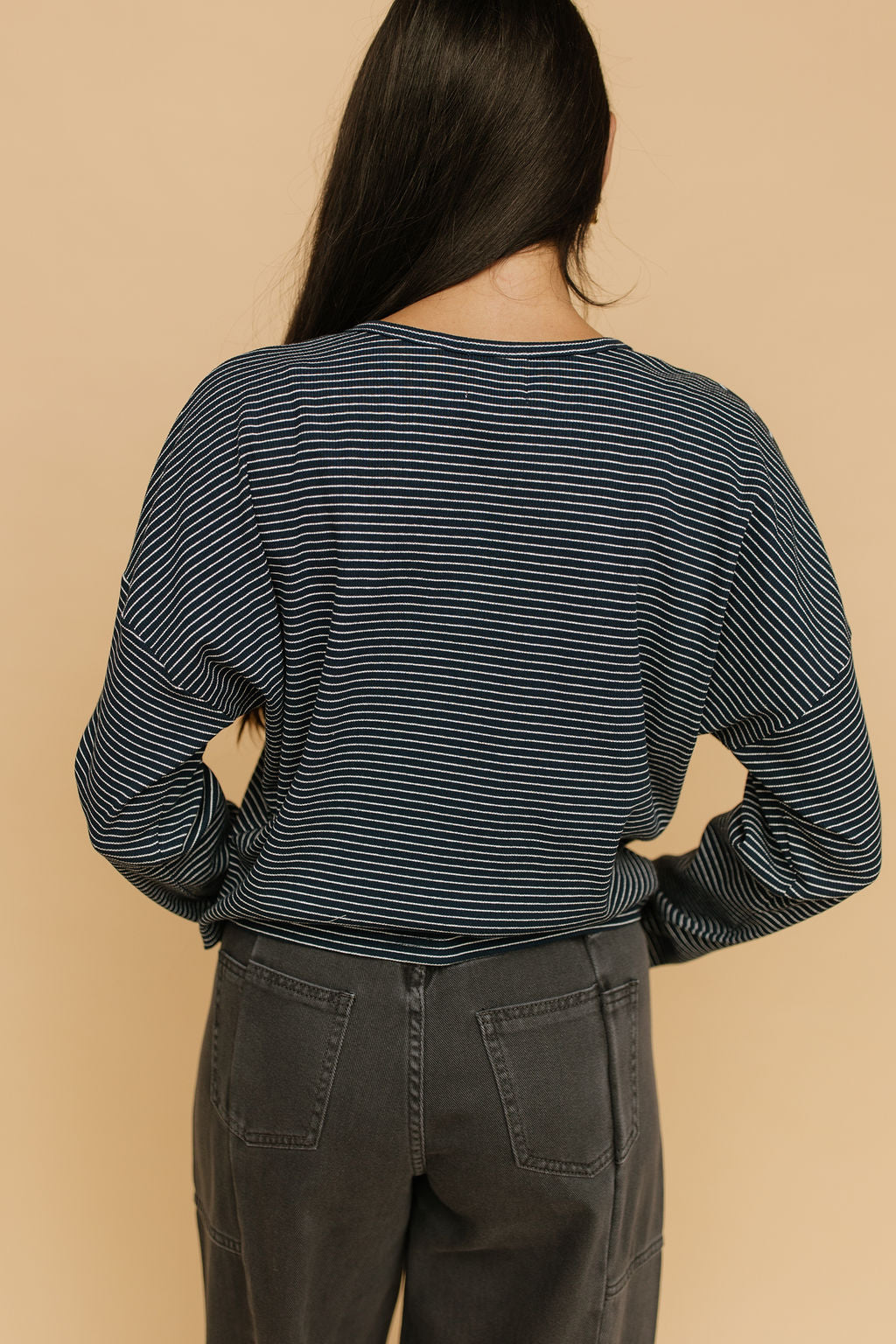 Elsie Pinstripe Top in Navy