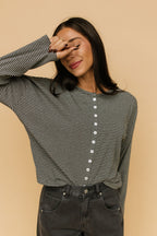 Elsie Pinstripe Top in Charcoal