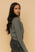 Elsie Pinstripe Top in Charcoal