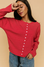 Elsie Pinstripe Top in Red