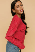 Elsie Pinstripe Top in Red
