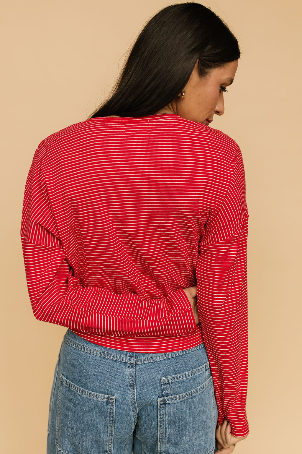 Elsie Pinstripe Top in Red