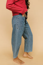 Joey Barrel Jeans in Medium Stripe