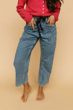 Joey Barrel Jeans in Medium Stripe