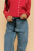 Joey Barrel Jeans in Medium Stripe