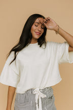 Shari Cropped Sweater in Ivory