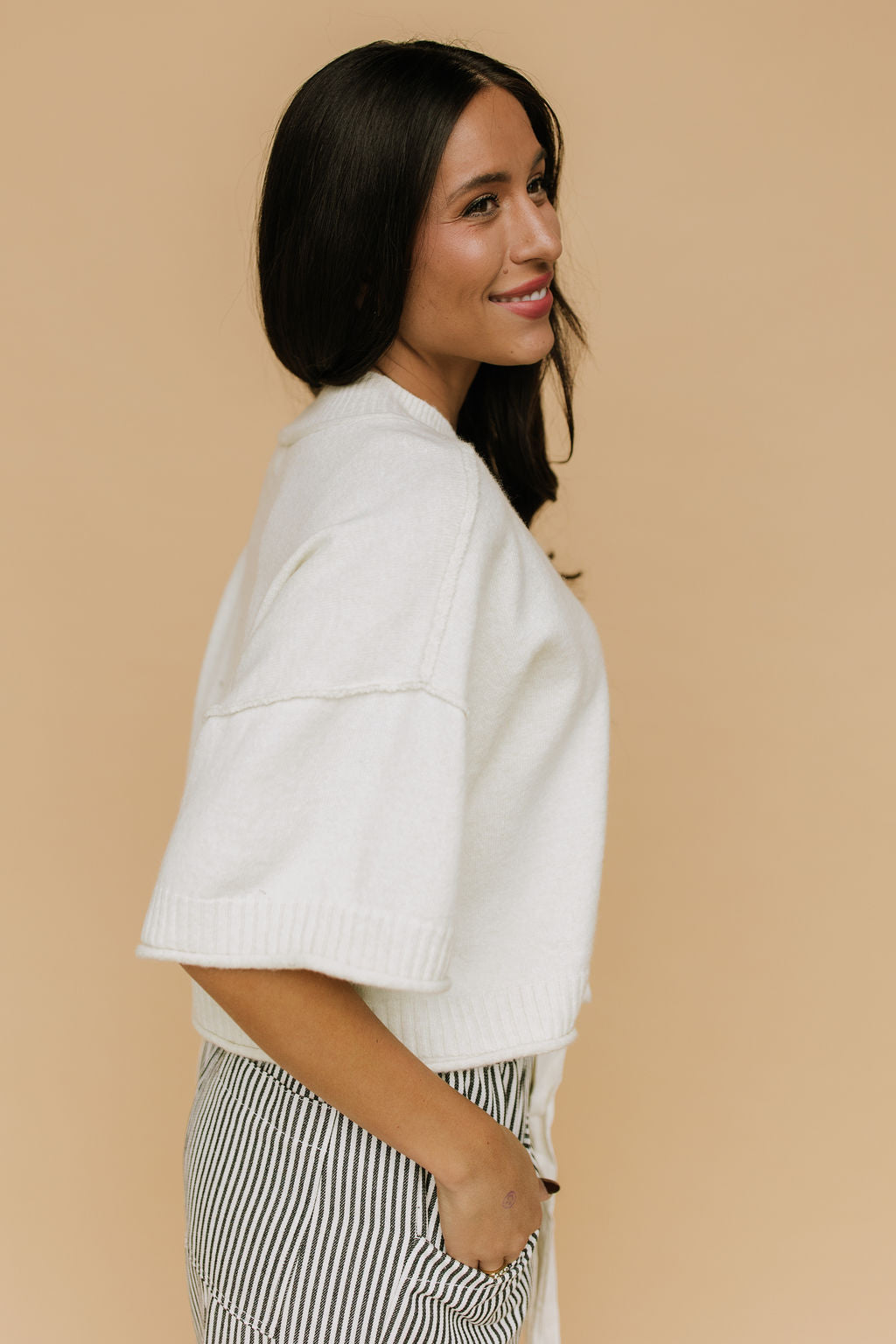 Shari Cropped Sweater in Ivory