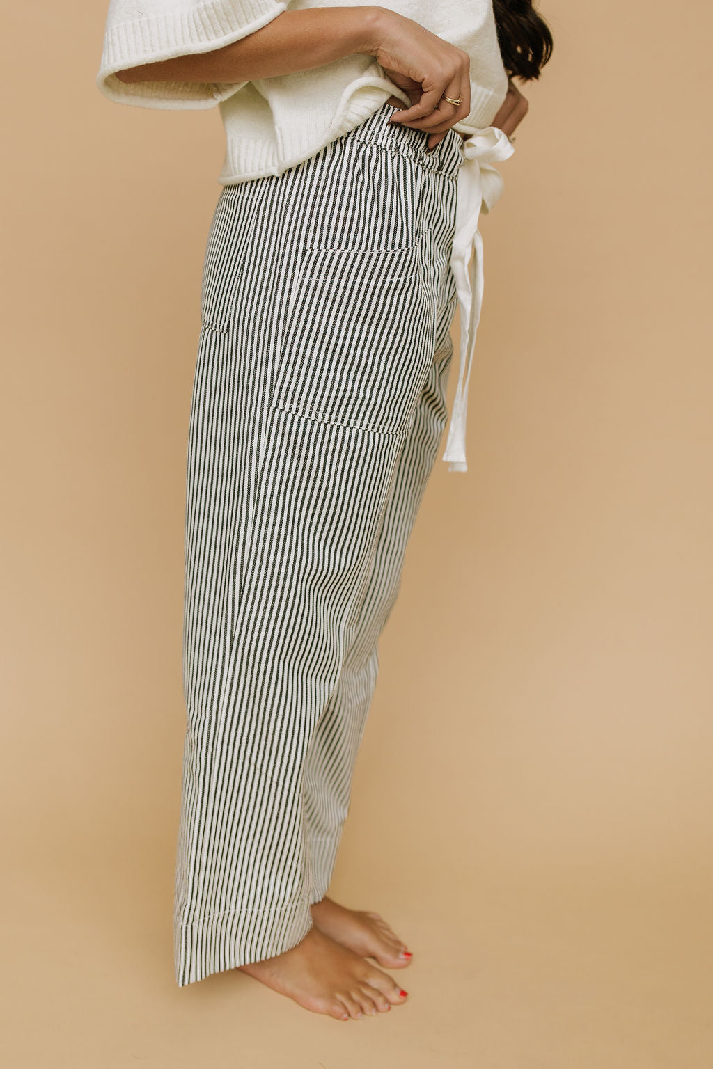 Hollis Stripe Pants in Black