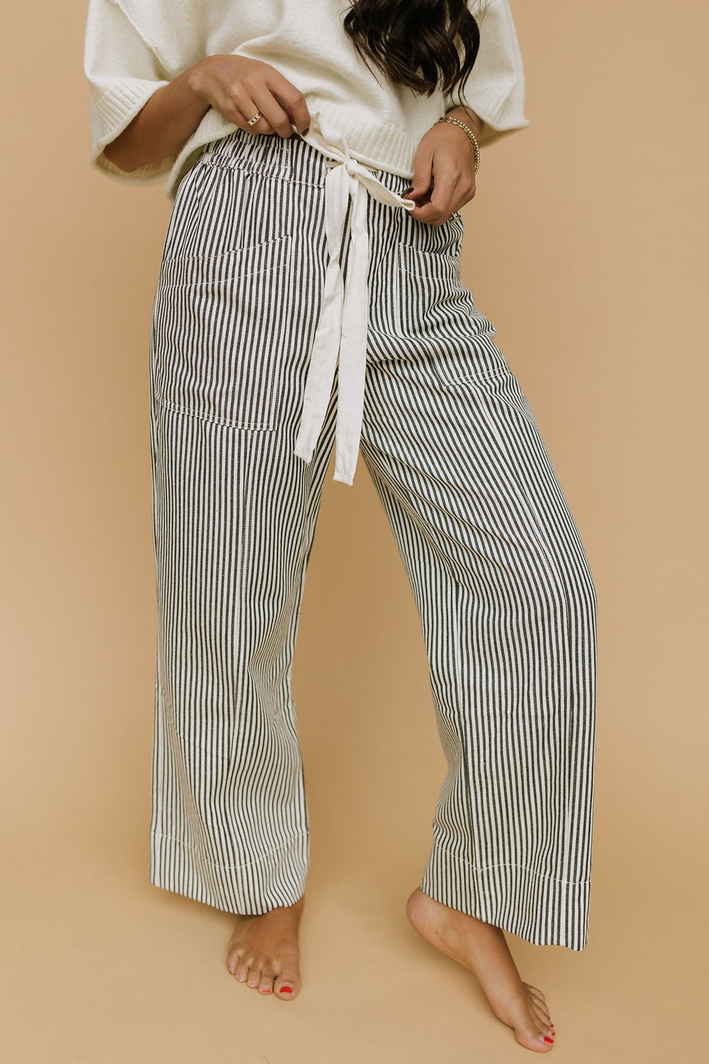 Hollis Stripe Pants in Black Main image