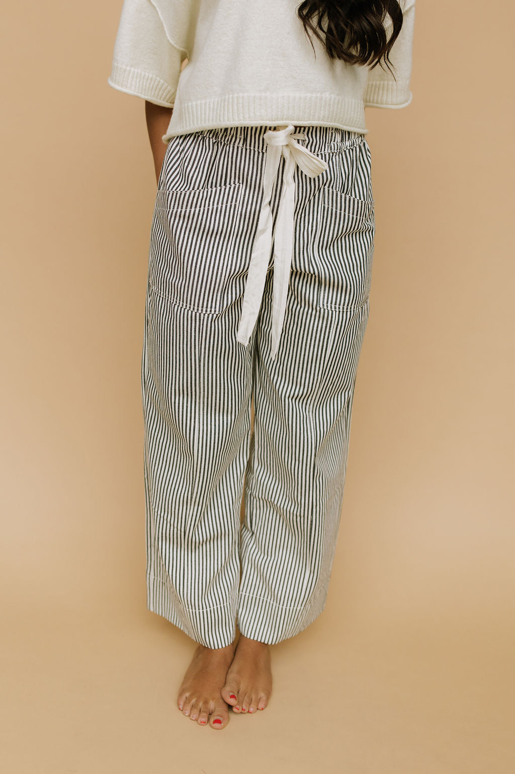 Hollis Stripe Pants in Black