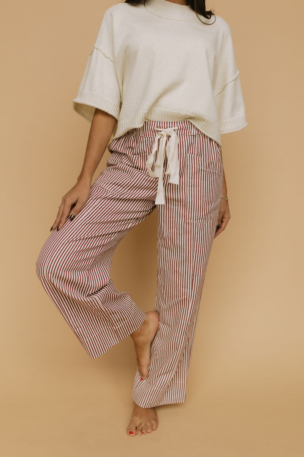 Hollis Stripe Pants in Red Secondary image
