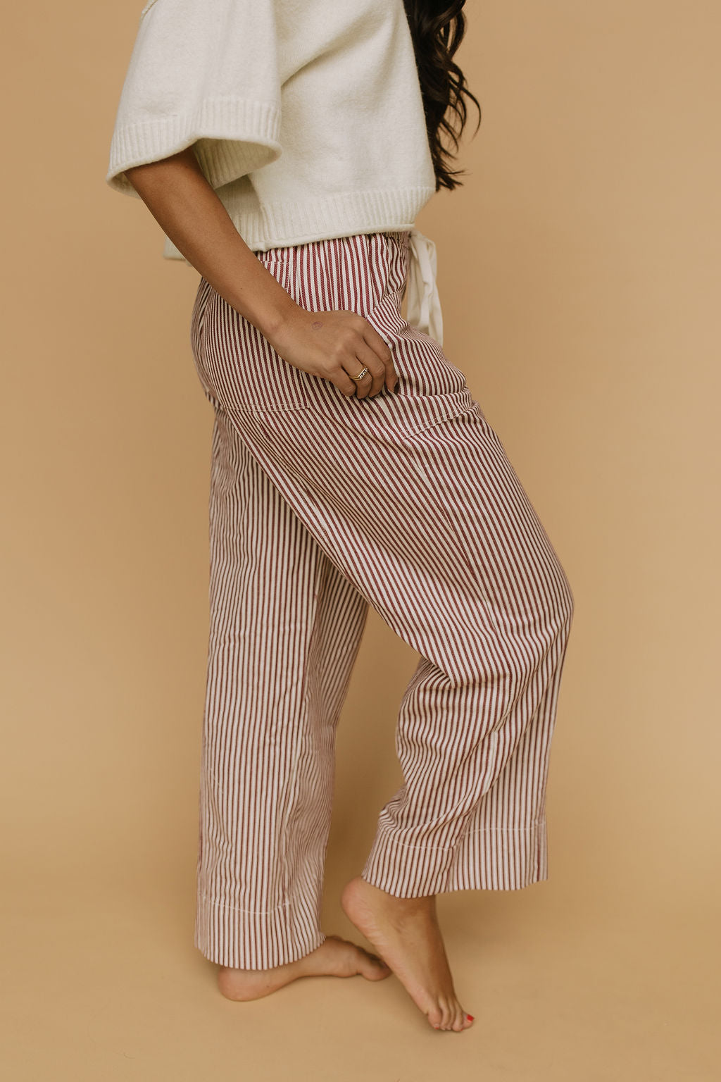 Hollis Stripe Pants in Red