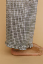 Sophie Plaid Ruffle Pants in Blue