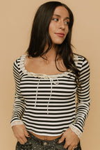 FINAL SALE - Sailor Stripe Long Sleeve in Black