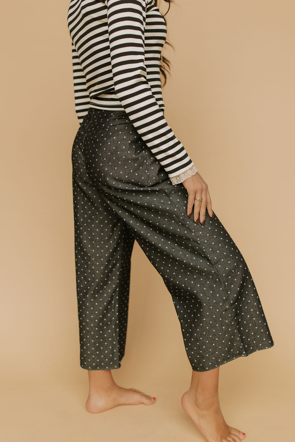 FINAL SALE - Denim Dot Pants in Black