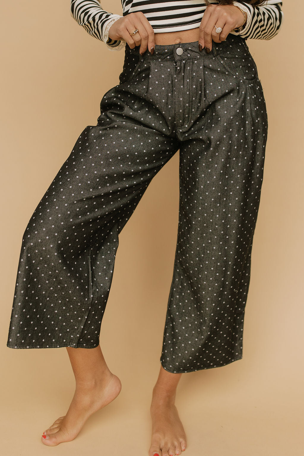 FINAL SALE - Denim Dot Pants in Black Main image