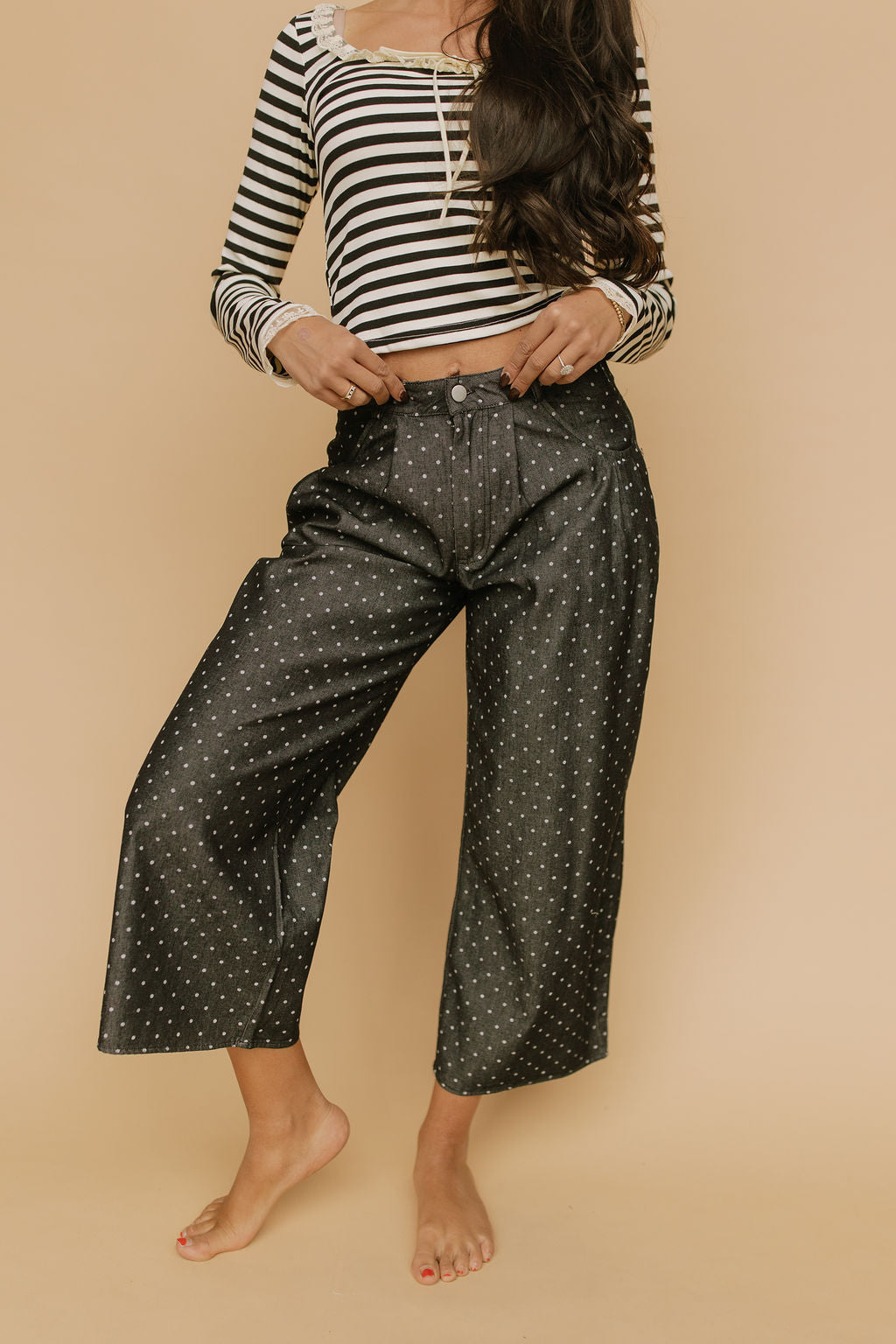 FINAL SALE - Denim Dot Pants in Black