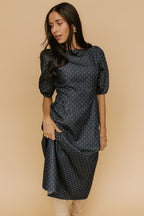 Denim Dot Dress in Blue