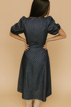 Denim Dot Dress in Blue
