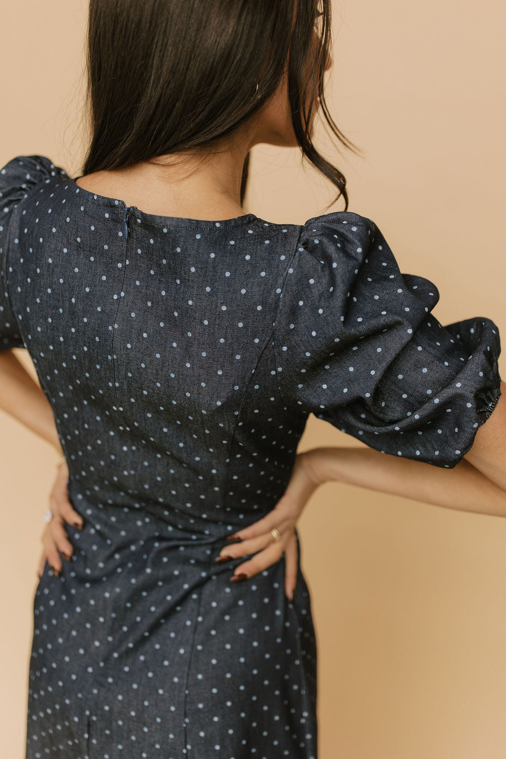 Denim Dot Dress in Blue