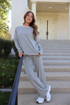 Carson Stripe Pants in Grey