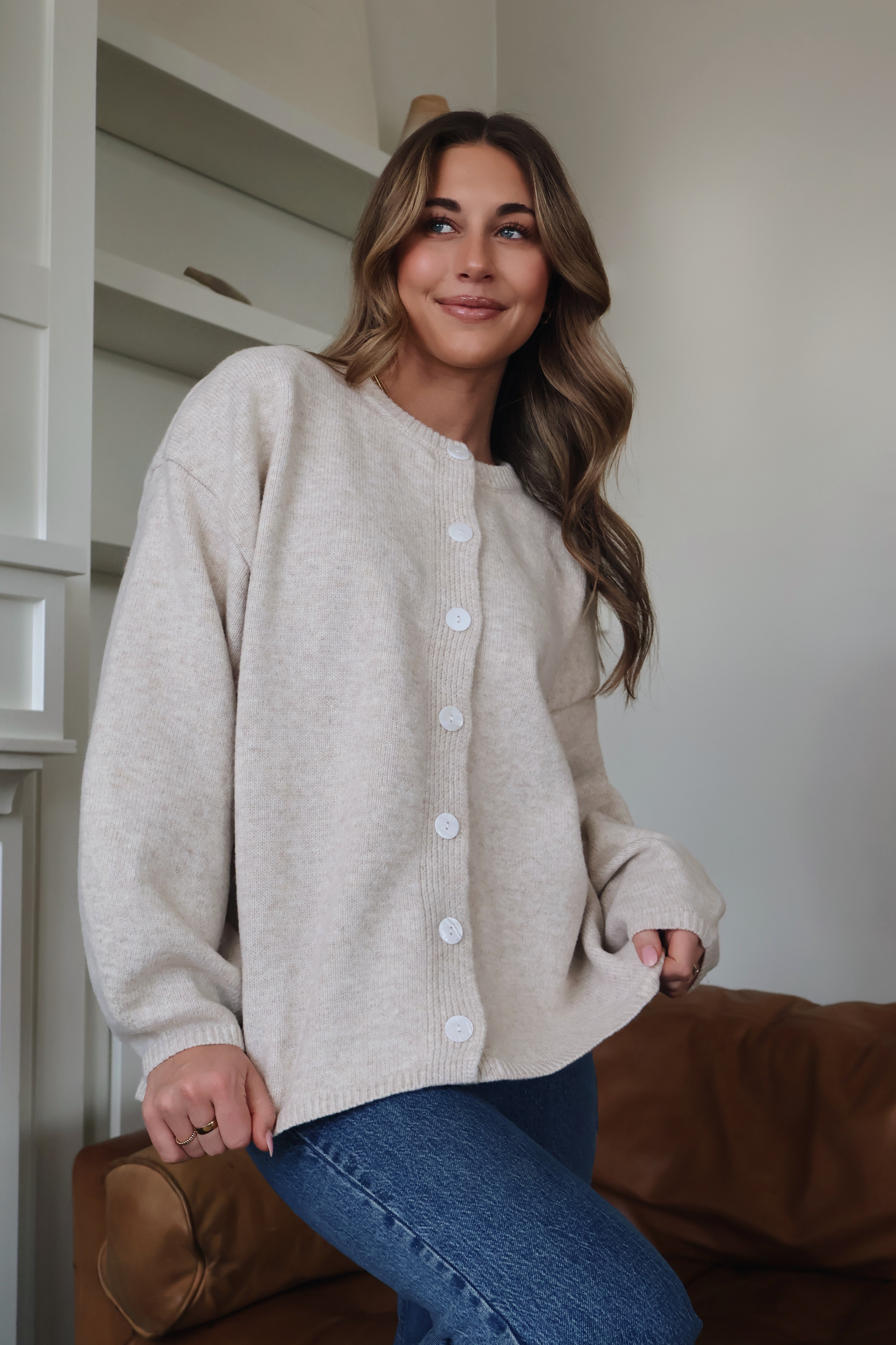 Julia Cardigan in Oatmeal Main image