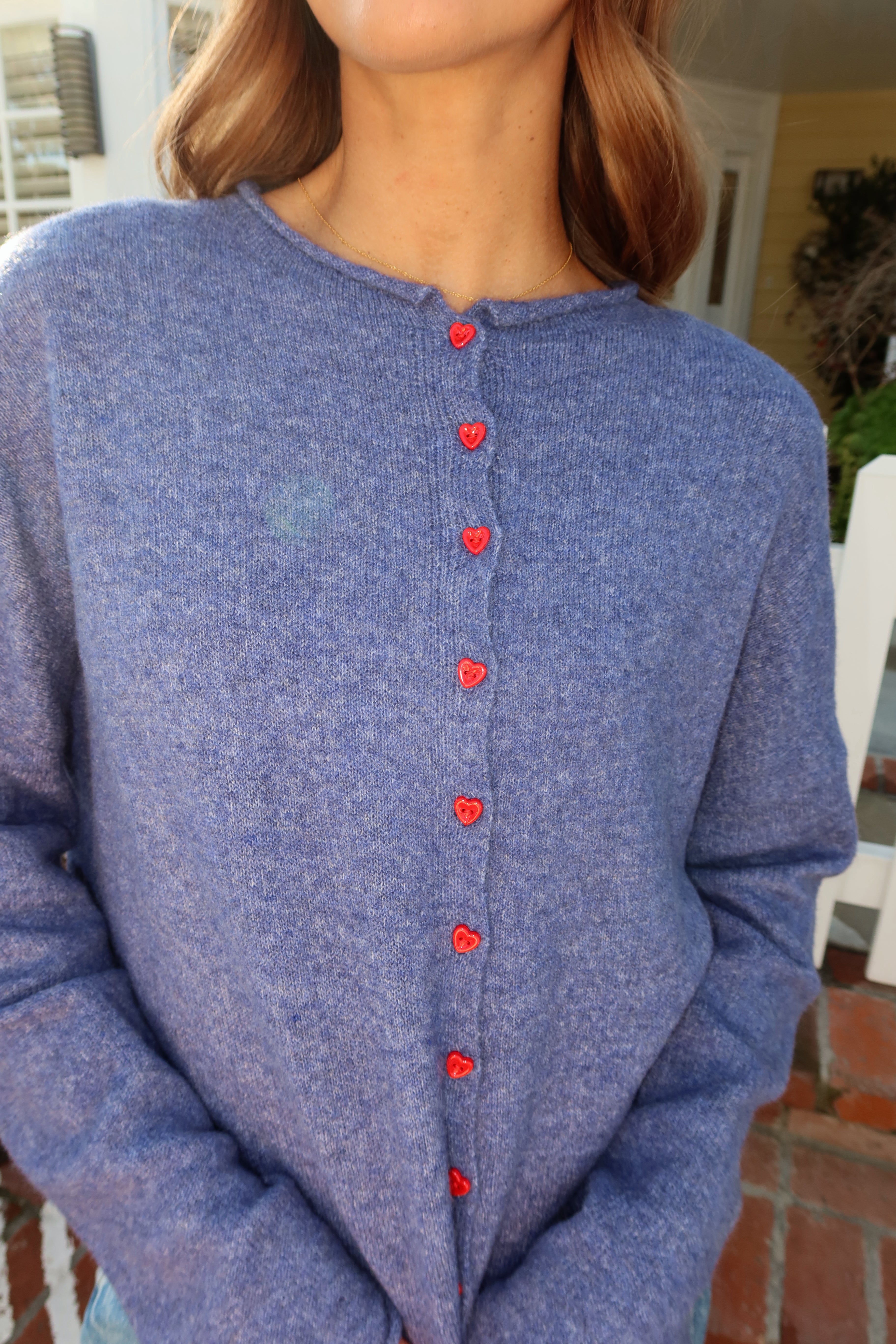 FINAL SALE - Piper HEART Cardigan in Denim Blue Secondary image