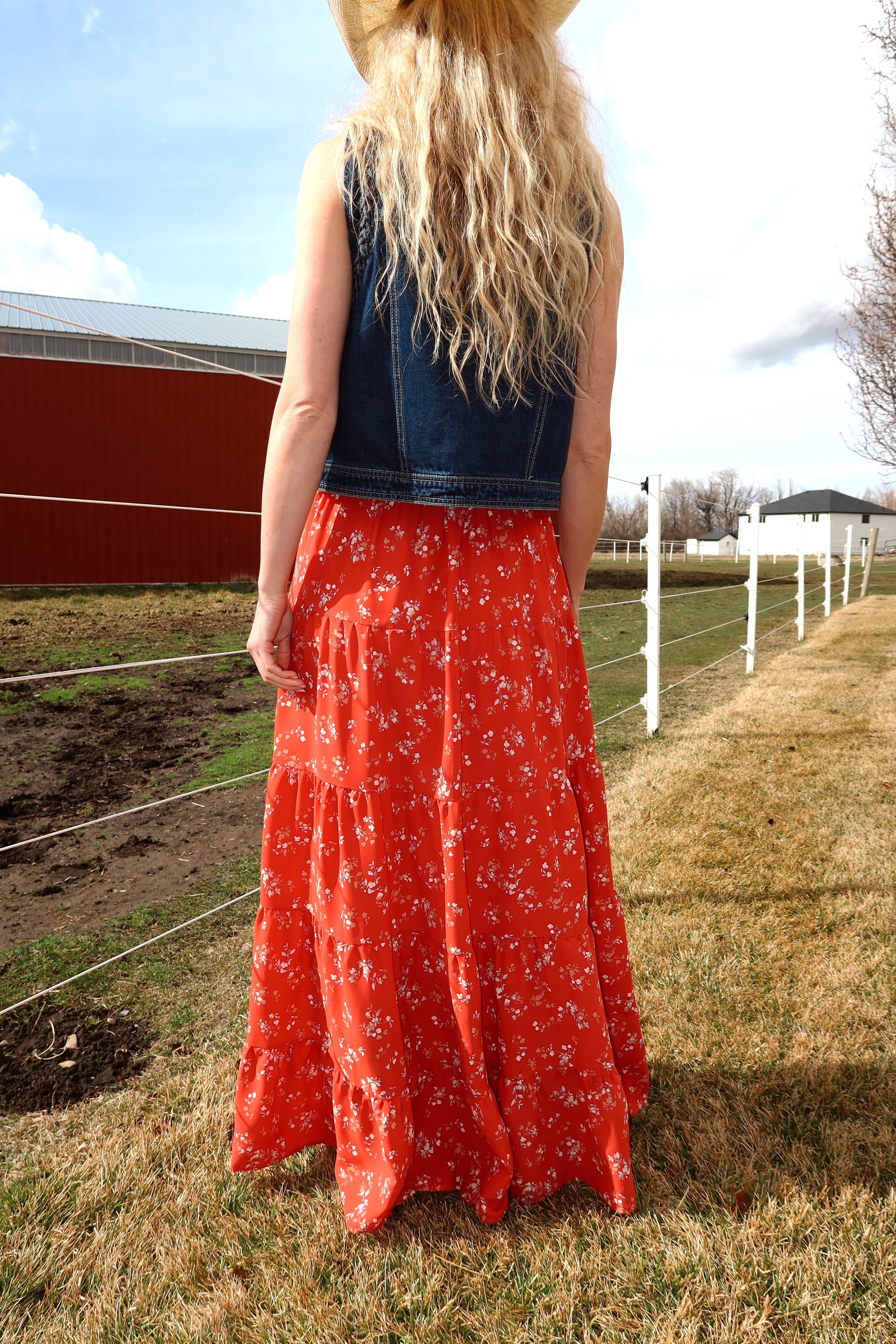 Dahlia Floral Maxi in Red