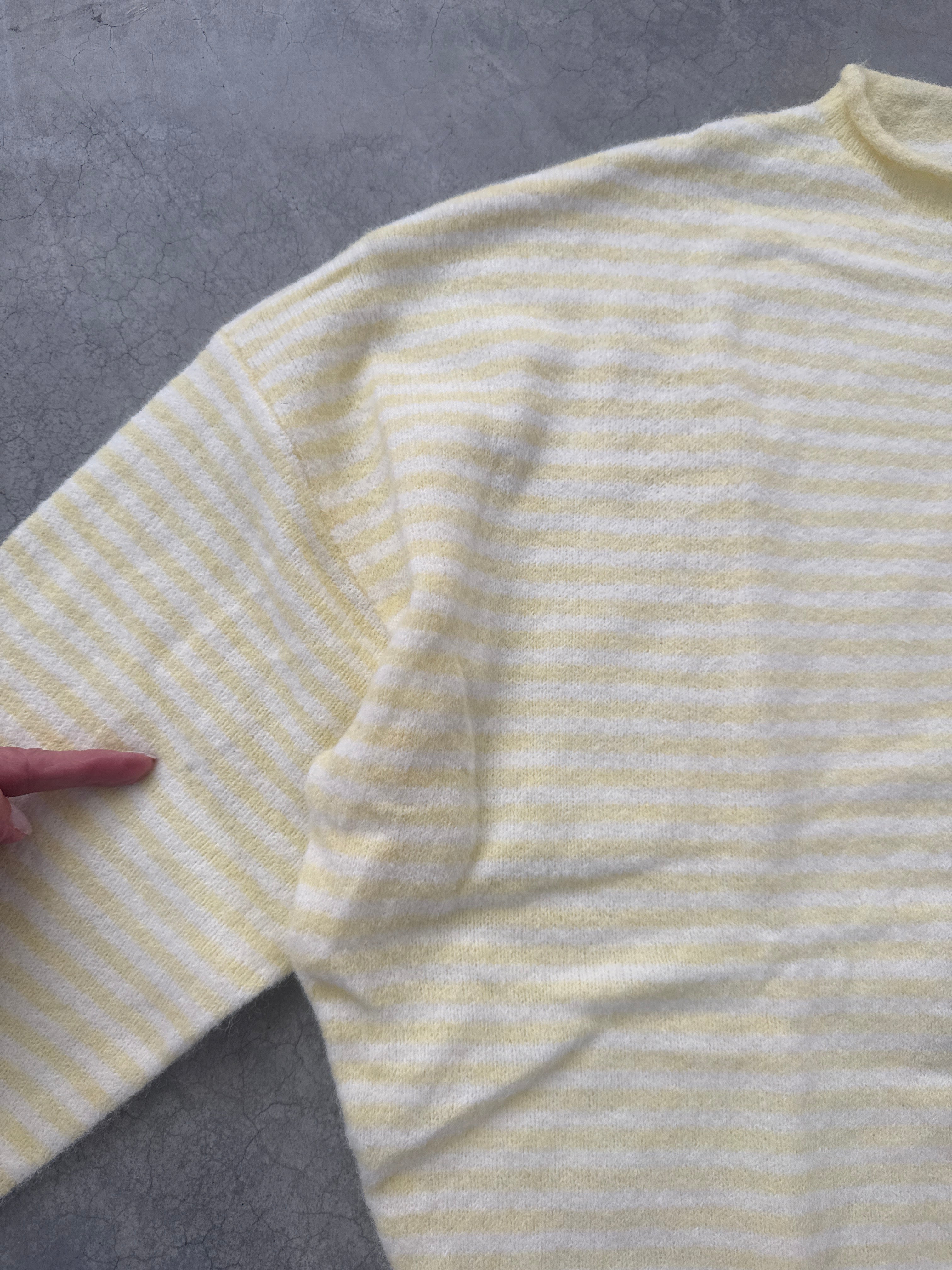 FINAL SALE - FLAWED Stripe Piper Cardigan in Butter - Large