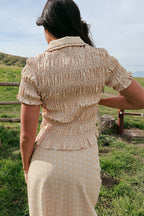 Dot Noir Smocked Top