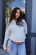 Knit Stripe Polo in Butter