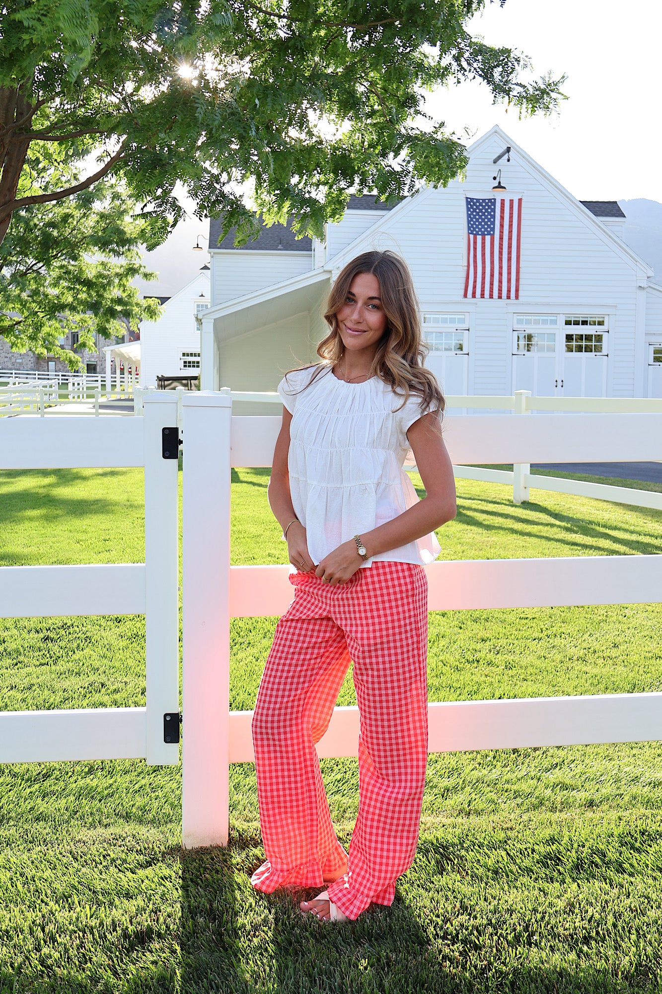 Saltwater Gingham Ruffle Pants