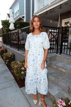 Delft Bloom Smocked Midi