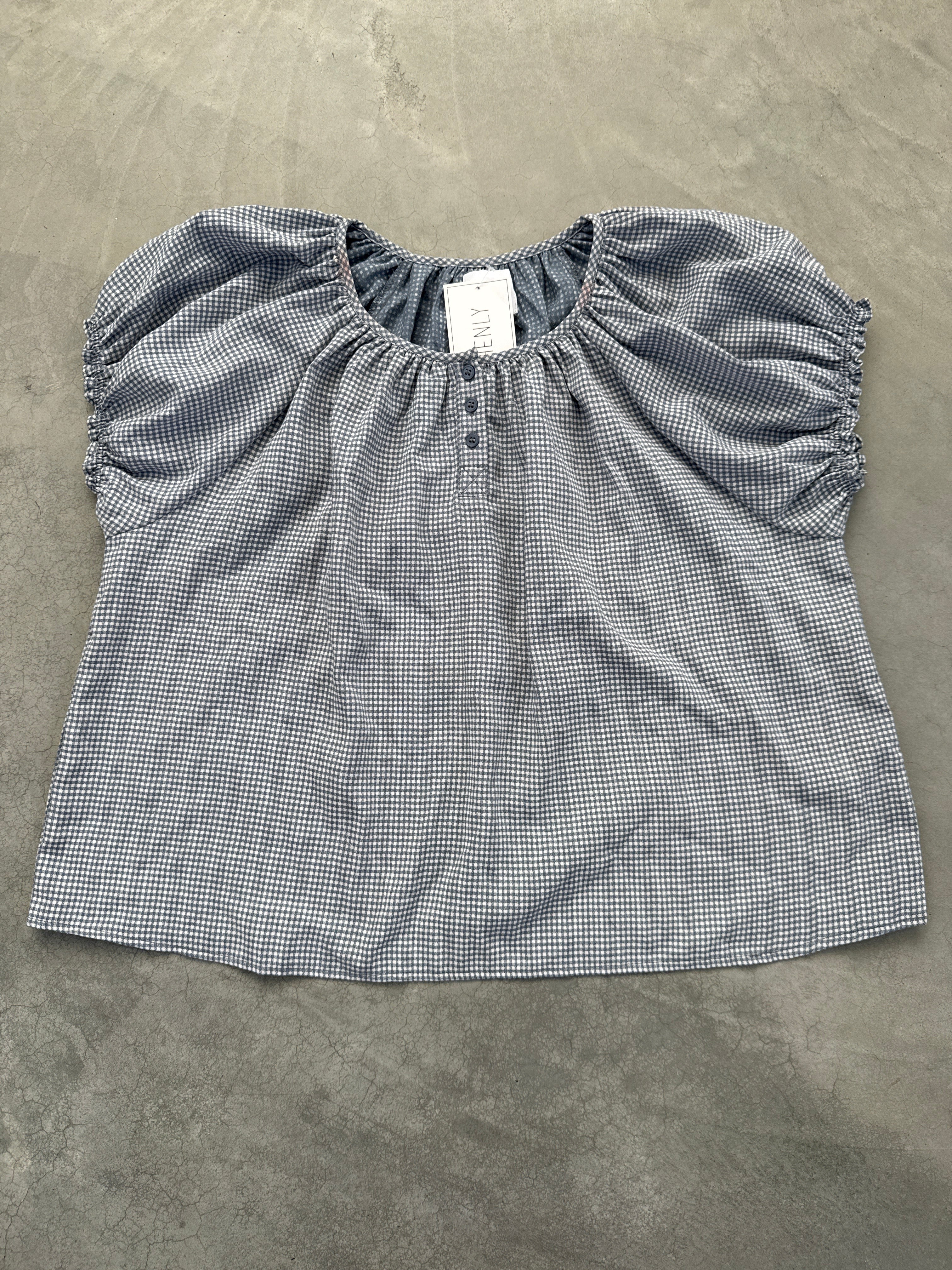 FINAL SALE - FLAWED Delaney Gingham Blouse - Large