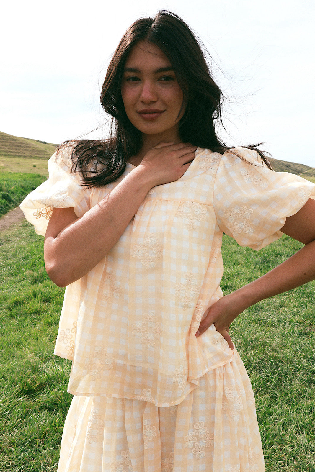 Holland Embroidered Gingham Blouse Main image