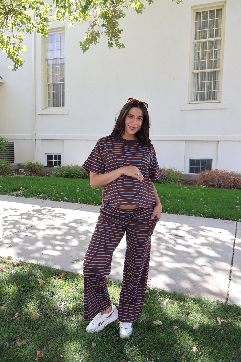 Terry Stripe Pants in Chocolate