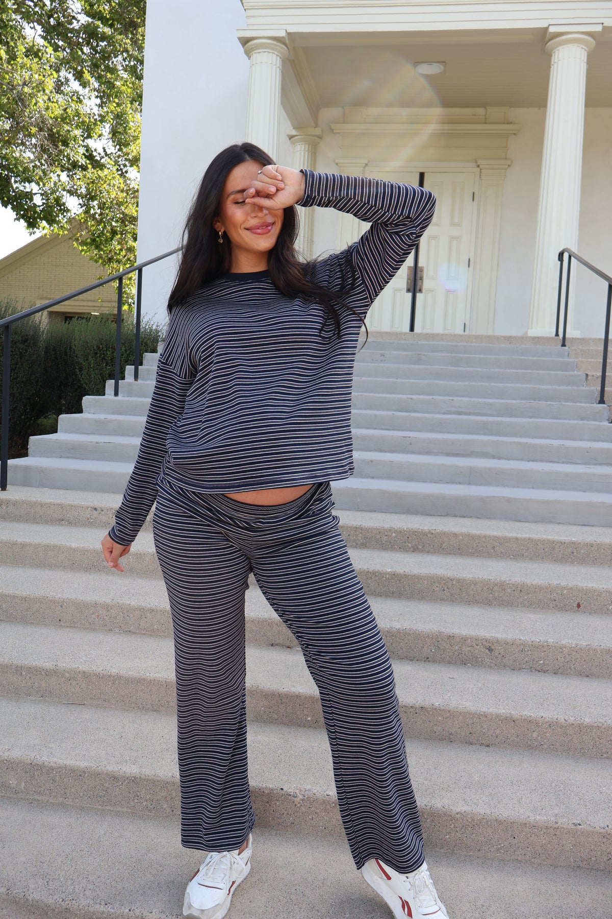 Carson Stripe Long Sleeve in Navy